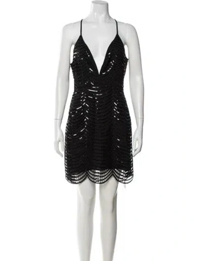 Pre-owned Saylor Patterned Mini Dress In Black