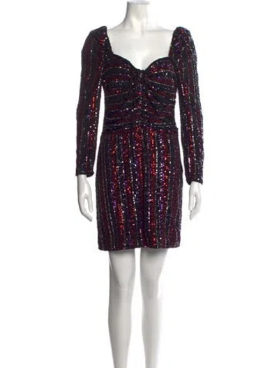 Pre-owned Saylor Patterned Mini Dress In Black