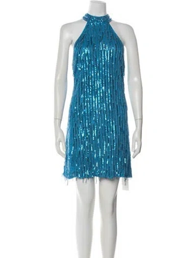 Pre-owned Saylor Patterned Mini Dress In Blue
