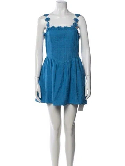 Pre-owned Saylor Patterned Mini Dress In Blue