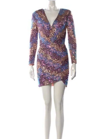 Pre-owned Saylor Patterned Mini Dress In Blue