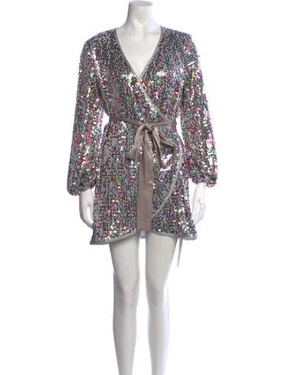 Pre-owned Saylor Patterned Mini Dress In Grey