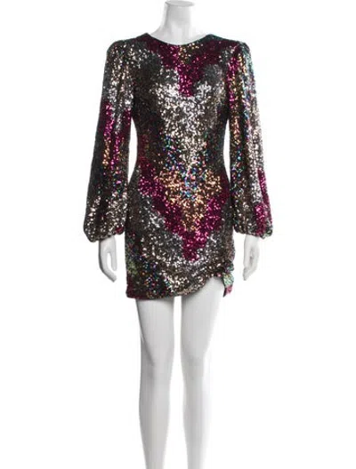 Pre-owned Saylor Patterned Mini Dress In Metallic/pink