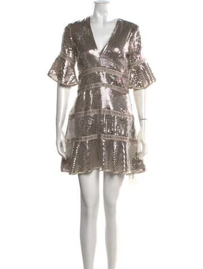 Pre-owned Saylor Patterned Mini Dress In Neutrals