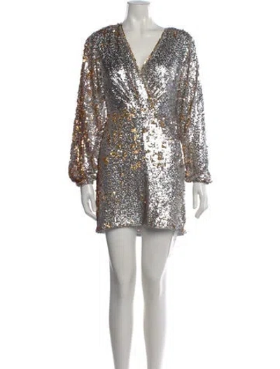 Pre-owned Saylor Patterned Mini Dress W/ Tags In Silver