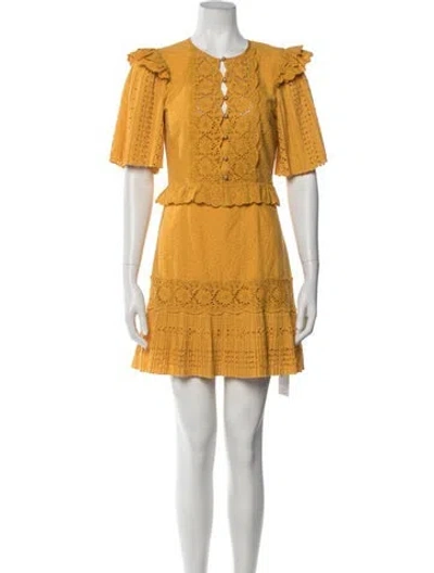 Pre-owned Saylor Patterned Mini Dress In Yellow