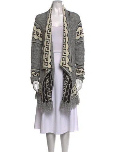 Pre-owned Saylor Patterned Open Front Sweater In Multicolor