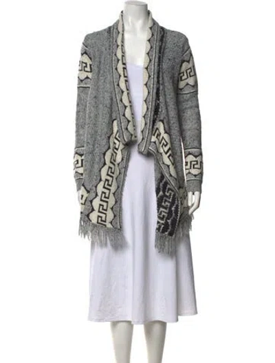 Pre-owned Saylor Patterned Open Front Sweater In Multicolor