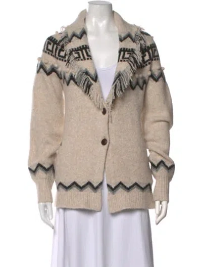 Pre-owned Saylor Patterned Open Front Sweater In Neutrals