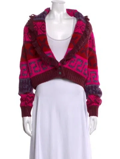 Pre-owned Saylor Patterned Open Front Sweater W/ Tags In Pink