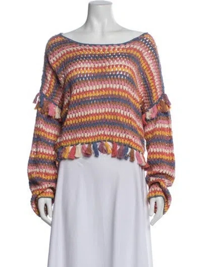 Pre-owned Saylor Patterned Scoop Neck Sweater In Multicolor