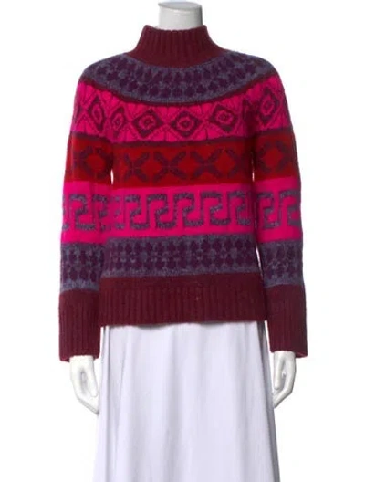 Pre-owned Saylor Patterned Turtleneck Sweater In Multicolor