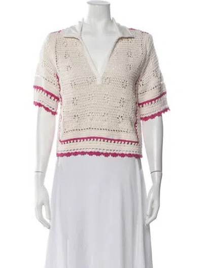 Pre-owned Saylor Patterned V-neck Sweater In Neutrals