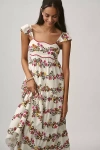 Saylor Petite Ayame Flutter-sleeve Tiered Maxi Dress