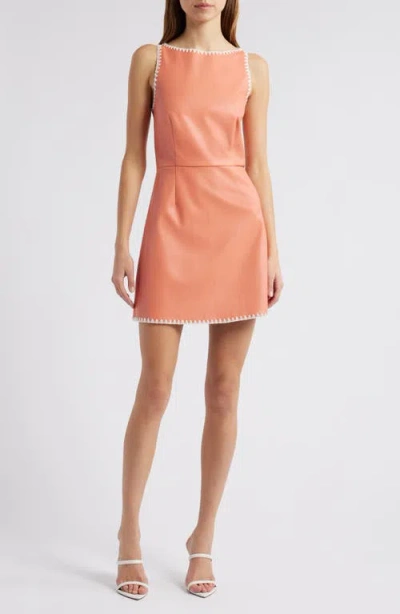 Saylor Pices Sleeveless Faux Leather Sheath Cocktail Dress In Papaya