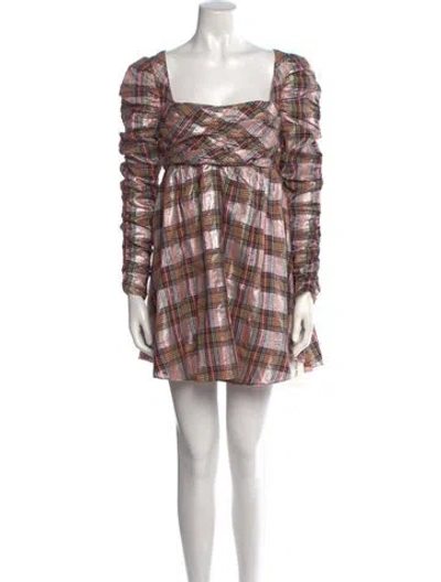 Pre-owned Saylor Plaid Print Mini Dress
