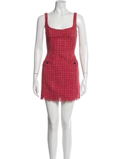 Pre-owned Saylor Plaid Print Mini Dress In Pink