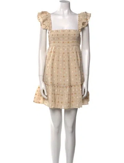 Pre-owned Saylor Plaid Print Mini Dress W/ Tags In Neutral
