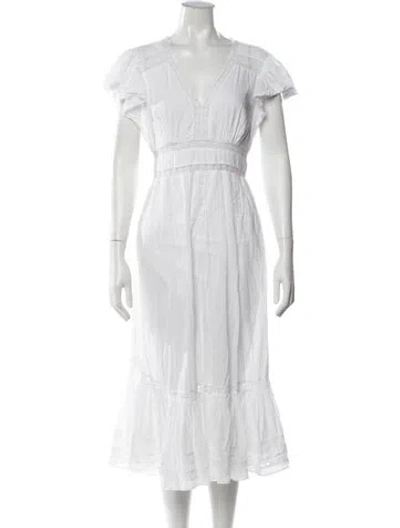 Pre-owned Saylor Plunge Neckline Long Dress In White