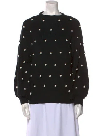 Pre-owned Saylor Polka Dot Print Crew Neck Sweater In Black