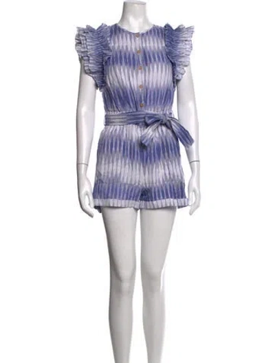 Pre-owned Saylor Printed Crew Neck Romper In Purple