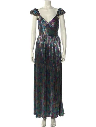 Pre-owned Saylor Printed Knee-length Dress In Green