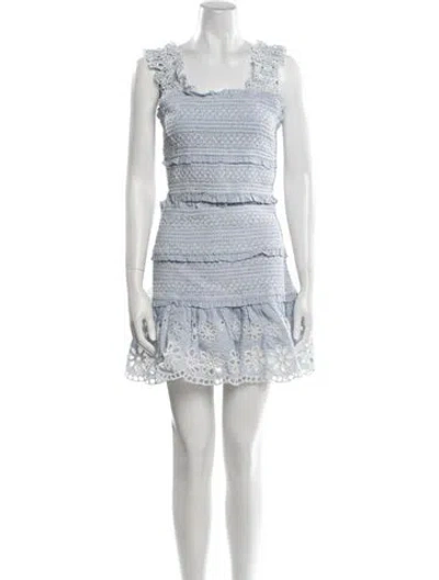 Pre-owned Saylor Printed Lasercut Accents Skirt Set In Blue