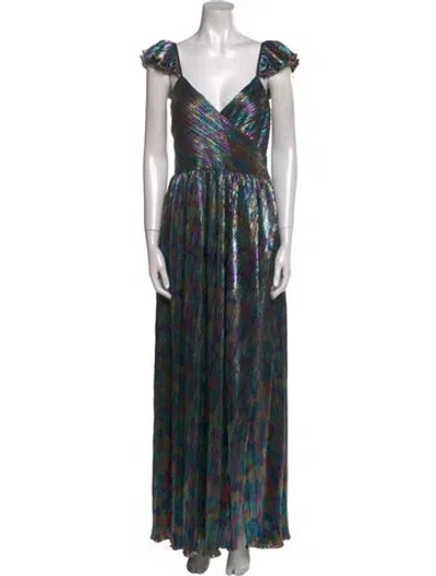 Pre-owned Saylor Printed Long Dress