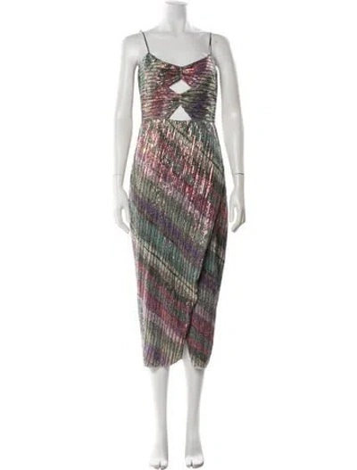 Pre-owned Saylor Printed Long Dress