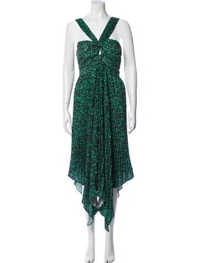 Pre-owned Saylor Printed Long Dress In Black