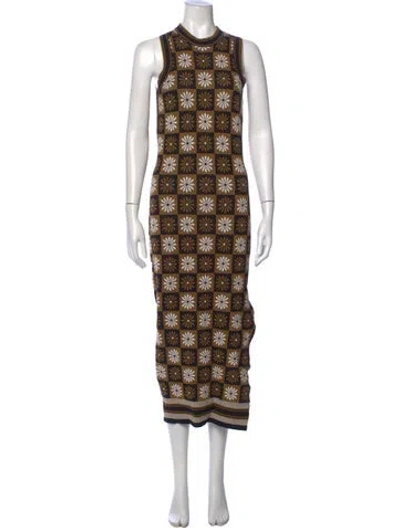 Pre-owned Saylor Printed Long Dress In Black