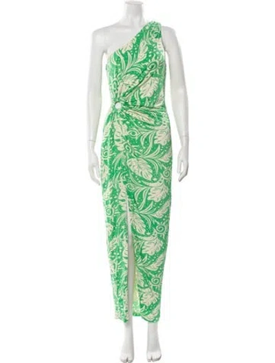 Pre-owned Saylor Printed Long Dress In Green