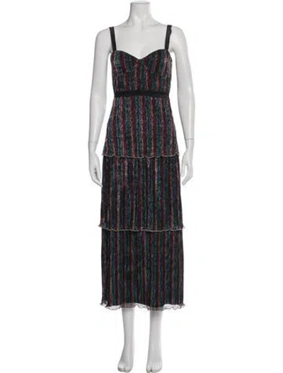 Pre-owned Saylor Printed Long Dress In Green