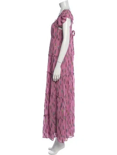 Pre-owned Saylor Printed Long Dress In Pink