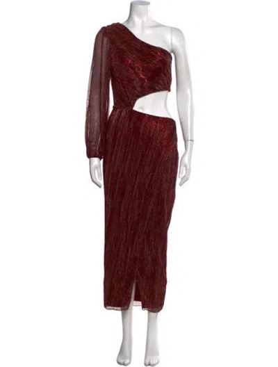 Pre-owned Saylor Printed Long Dress In Red