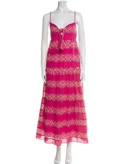 Pre-owned Saylor Printed Long Dress W/ Tags In Pink