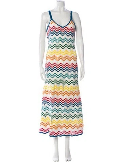 Pre-owned Saylor Printed Long Dress W/ Tags In White