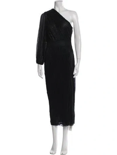 Pre-owned Saylor Printed Midi Length Dress In Black