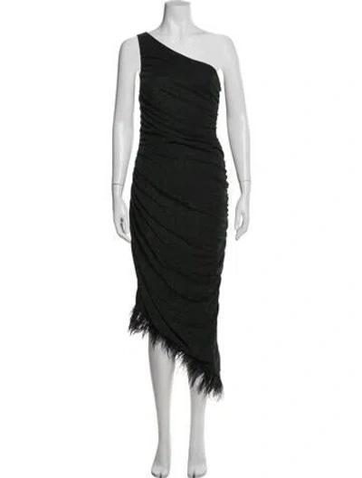 Pre-owned Saylor Printed Midi Length Dress In Black