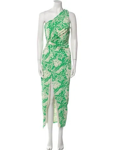 Pre-owned Saylor Printed Midi Length Dress In Green
