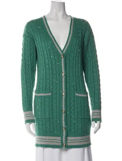 Pre-owned Saylor Printed Midi Length Dress In Green