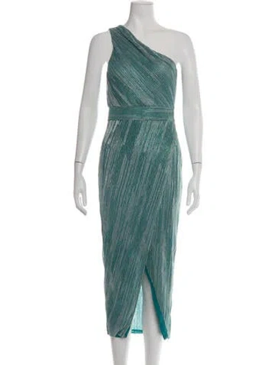 Pre-owned Saylor Printed Midi Length Dress In Green/metallic