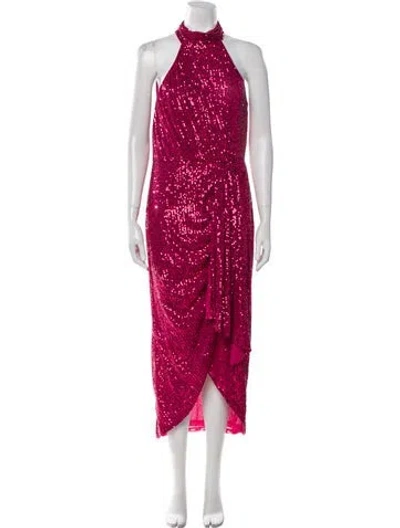 Pre-owned Saylor Printed Midi Length Dress In Pink