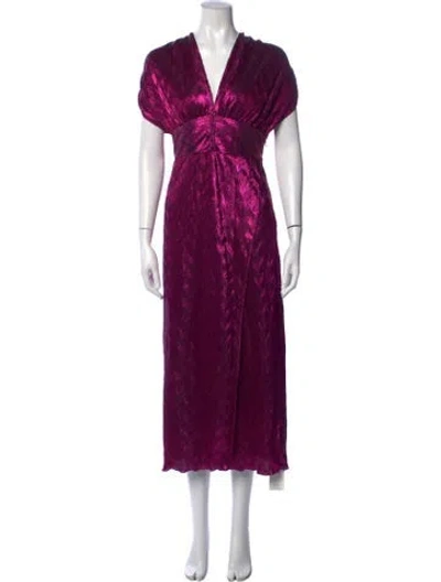 Pre-owned Saylor Printed Midi Length Dress In Purple