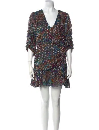 Pre-owned Saylor Printed Mini Dress In Black