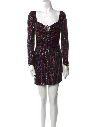 Pre-owned Saylor Printed Mini Dress In Black