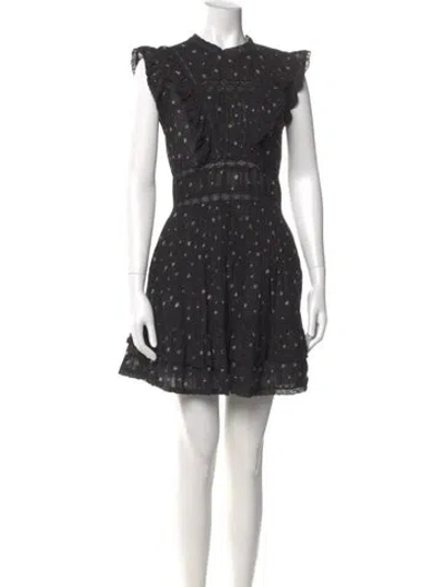 Pre-owned Saylor Printed Mini Dress In Black