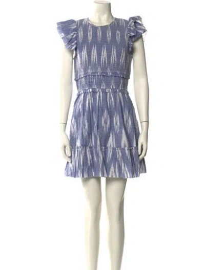 Pre-owned Saylor Printed Mini Dress In Blue