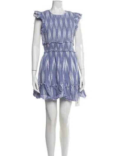 Pre-owned Saylor Printed Mini Dress In Blue