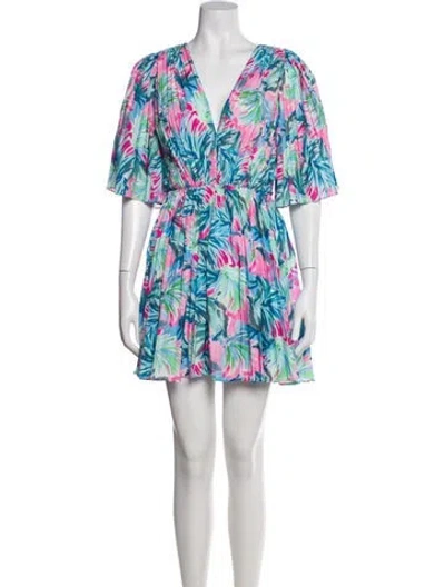 Pre-owned Saylor Printed Mini Dress In Blue